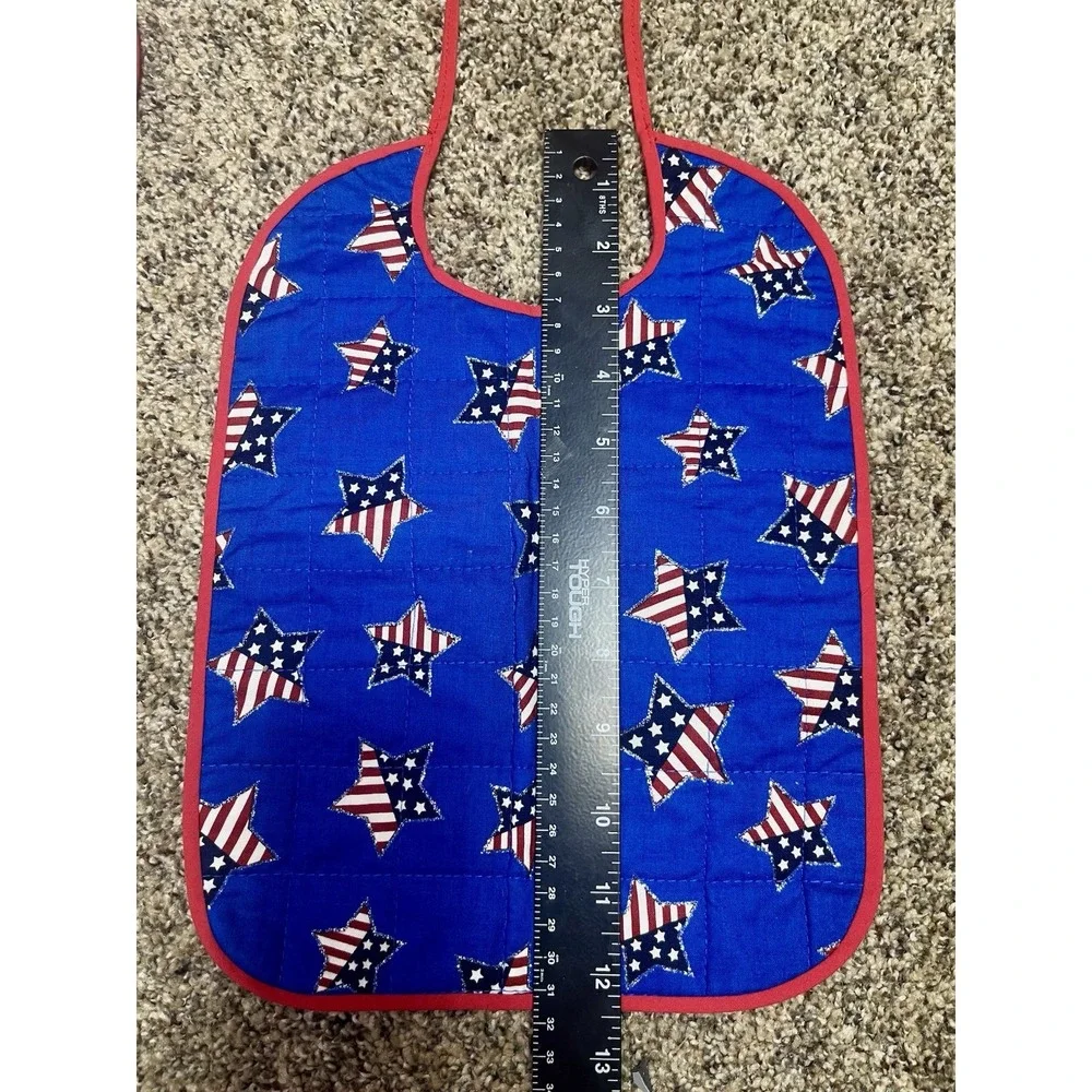 Lot Of 6 Quilted‎ Handmade July 4th Baby Bibs Large Size 12